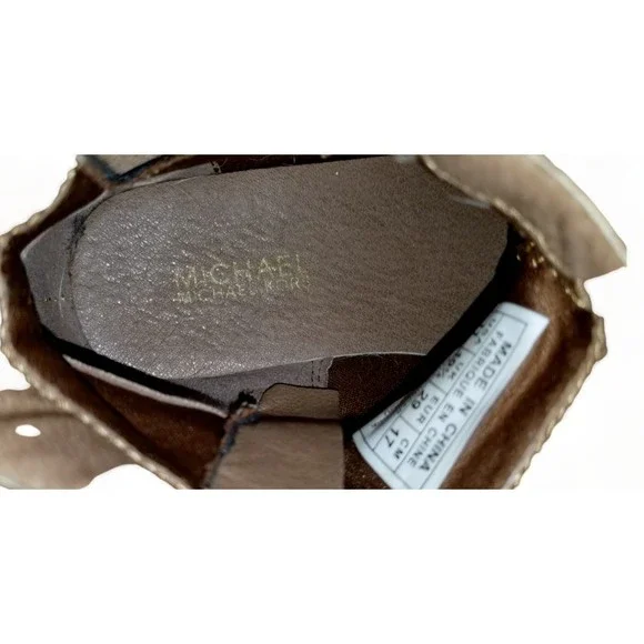 Michael Kors Girl's Ankle Booties Brown Faux Suede Zippers MK Logo Shoe Size 11K - Picture 9 of 11